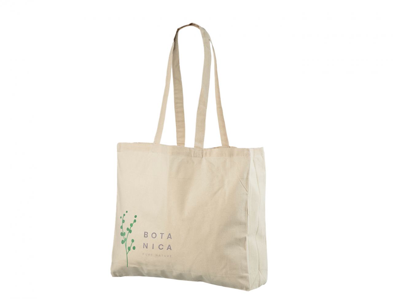 Natural White Wide-Bottom Cotton Tote Bags.